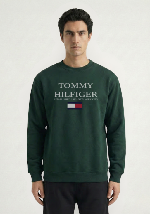 سويت شيرت "Tommy Hilifiger" الفاخر المطبوع بياقة مستديرة