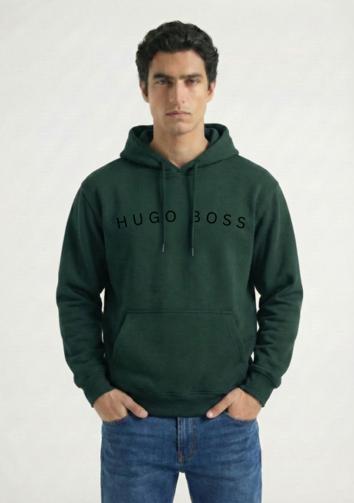 هودي "Hugo Boss" الفاخر باللون الأسود المطبوع